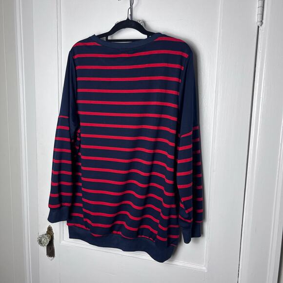 Bloomchic Red Blue Preppy Nautical Striped Button Pullover Sweater 18/20 NEW - Picture 8 of 8
